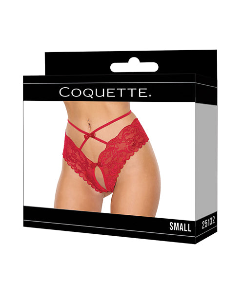 Lace Hipster Panty w/Bow Detail - Red MD