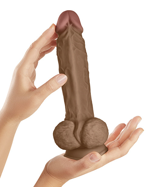 Shaft Model A Flexskin Liquid Silicone 9.5" Dong w/Balls - Mahogany