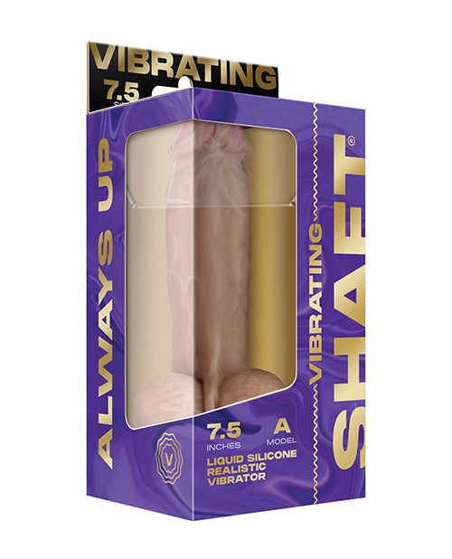 Shaft Flexskin Liquid Silicone 7.5" Vibrating Dong w/Balls - Mahogany