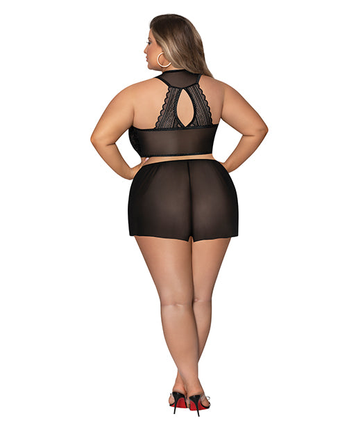 Modern Romance Tie Front Halter & Tap Pant Black S/M