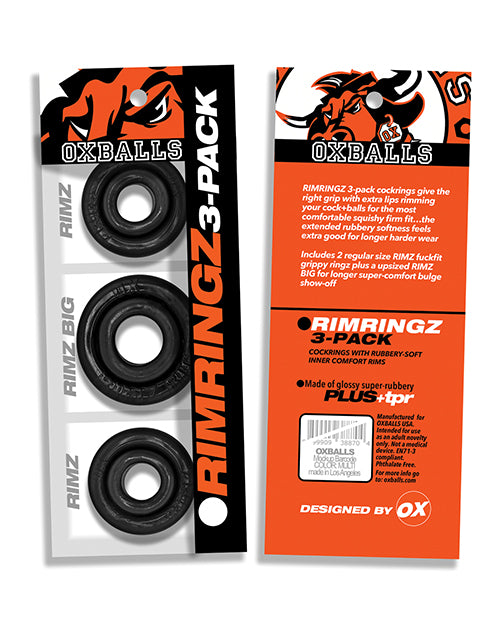 Oxballs Rimringz Multi Size 3 Pack of Cock Rings - Clear