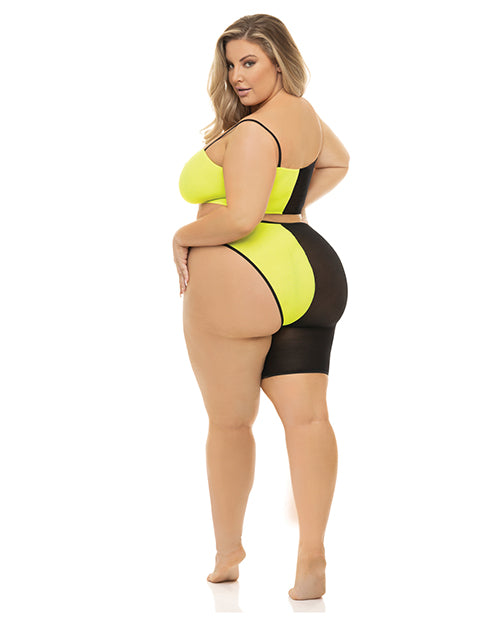 Pink Lipstick Block You Out Bandeau & Bottom Black/Yellow O/S