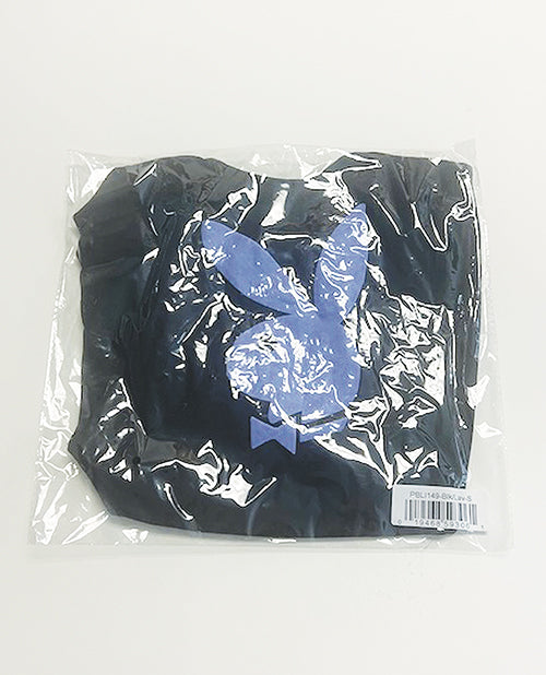 Playboy Scoop Neck Teddy w/Thong Back & Bunny Logo - Black/Lavender 1X