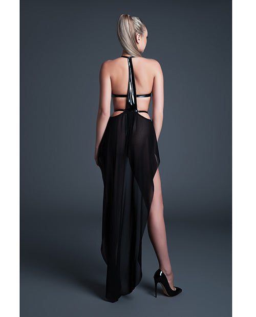 Allure Take Me Latex Look Vinyl and Mesh Teddy w/Attached Skirt - Black MD