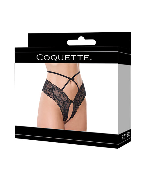 Lace Hipster Panty w/Bow Detail - Black SM