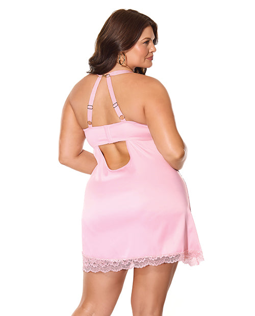 Kissed by Satin Underwire Chemise - Pink XL