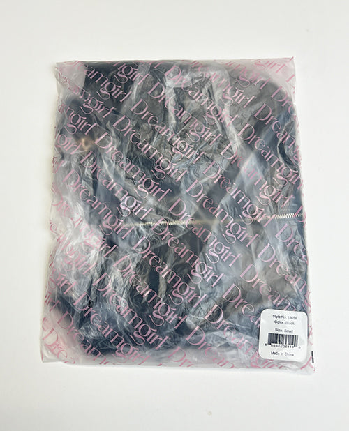 Embroidered Stretch Faux Leather and Mesh Chemise - Black 1X