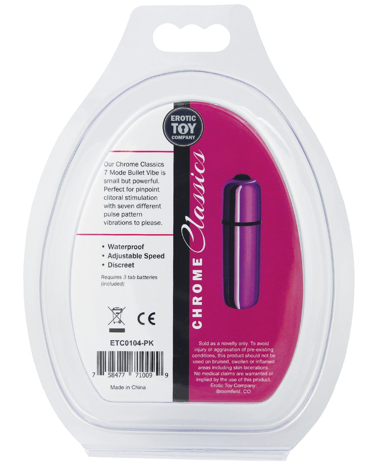 Erotic Toy Company Chrome Classics Bullet 7 Speed - Purple