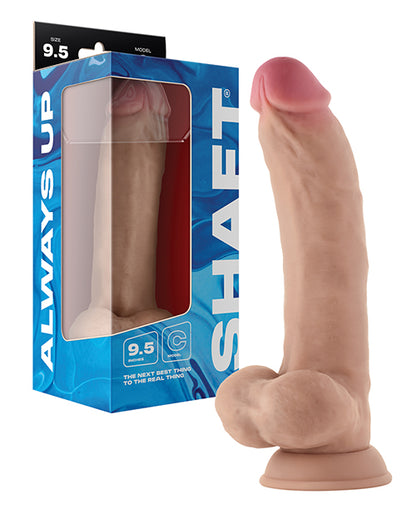 Shaft Model C Flexskin Liquid Silicone 9.5" Curved Dong w/Balls - Black