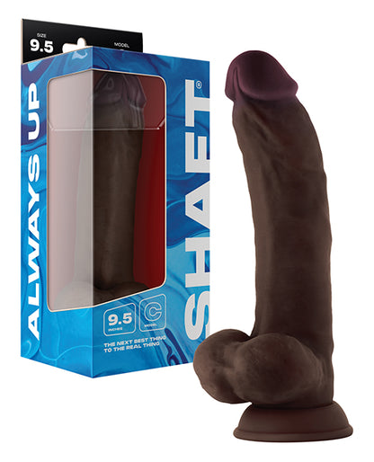 Shaft Model C Flexskin Liquid Silicone 9.5" Curved Dong w/Balls - Black