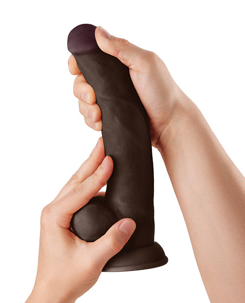 Shaft Model C Flexskin Liquid Silicone 9.5" Curved Dong w/Balls - Black