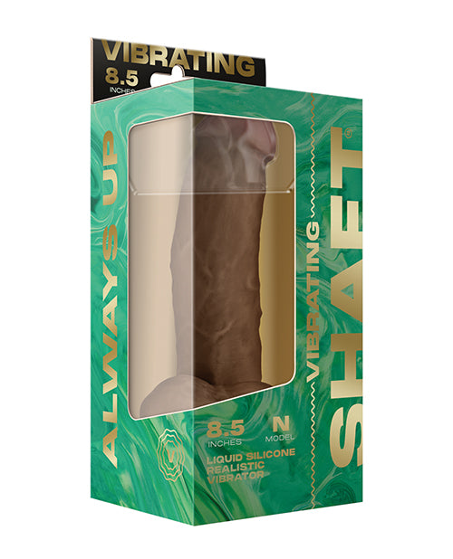 Shaft Flexskin Liquid Silicone 8.5" Vibrating Side Curve Dong w/Balls - Black