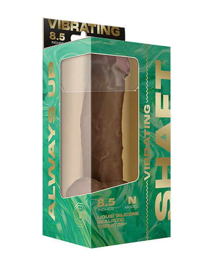 Shaft Flexskin Liquid Silicone 8.5" Vibrating Side Curve Dong w/Balls - Black