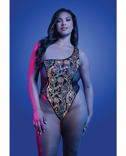 Luminescent Flash Reflective Floral Print Teddy - Black M/L