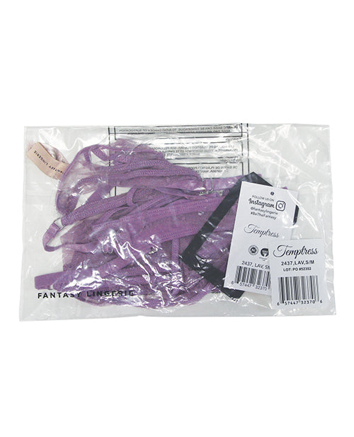 Temptress Gisele Sheer Floral Mesh Open Back Teddy - Lavender L/XL