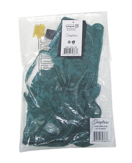 Temptress Aerin Lace Teddy w/Removable Chain - Green S/M