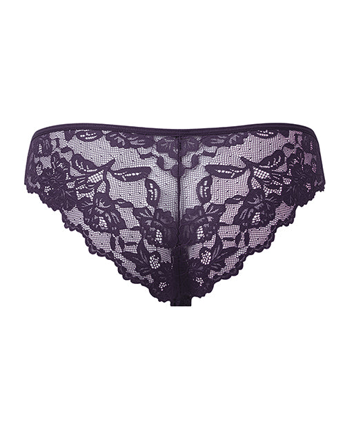 Bella Lace Up Tanga Panty w/Jewel Detail - Purple 3X/4X