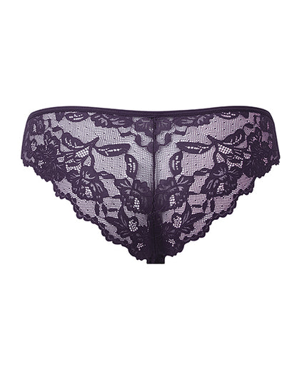 Bella Lace Up Tanga Panty w/Jewel Detail - Purple 3X/4X