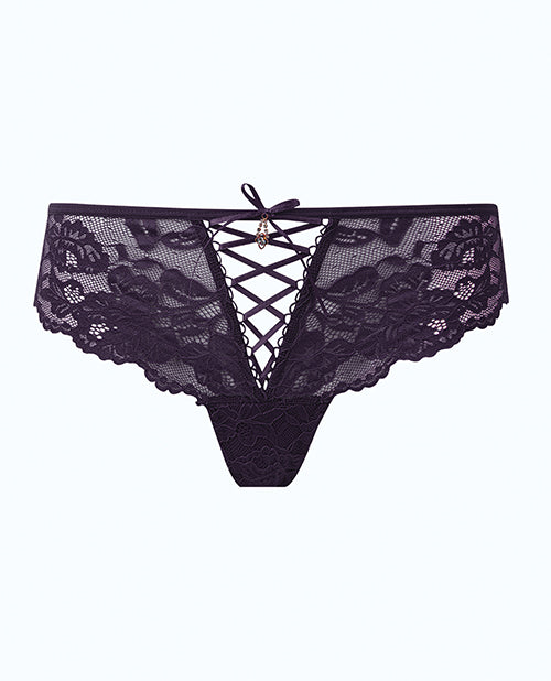 Bella Lace Up Tanga Panty w/Jewel Detail - Purple 3X/4X