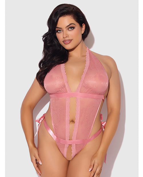 Kiki Lace & Satin Drop Off Teddy - Rose MD