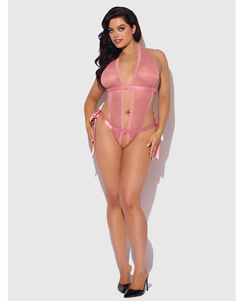 Kiki Lace & Satin Drop Off Teddy - Rose MD