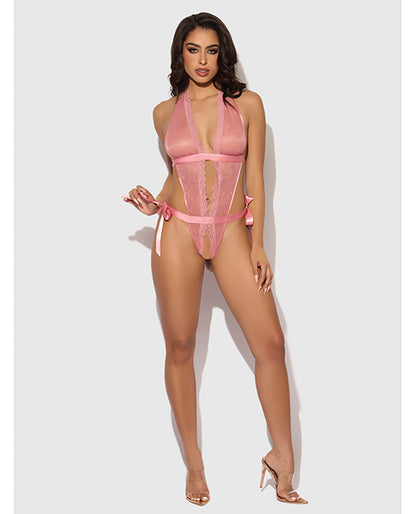 Kiki Lace & Satin Drop Off Teddy - Rose MD
