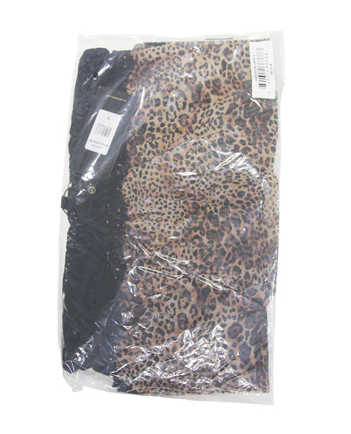 Felicia Mesh and Lace Babydoll w/G-String 2 pc Set - Leopard 3X/4X