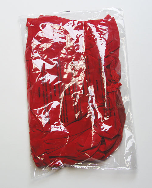 Dragon Sheer Mesh Robe w/Satin Triangle Top & G-String 3 pc Set - Red XL