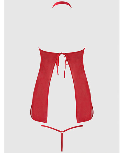 Dragon Mesh & Applique Chemise w/G-String 2 pc Set - Red MD