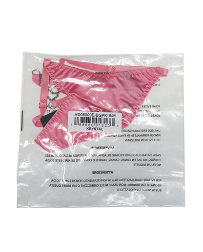 Krystal Rhinestone Net Back G-String - Pink L/XL