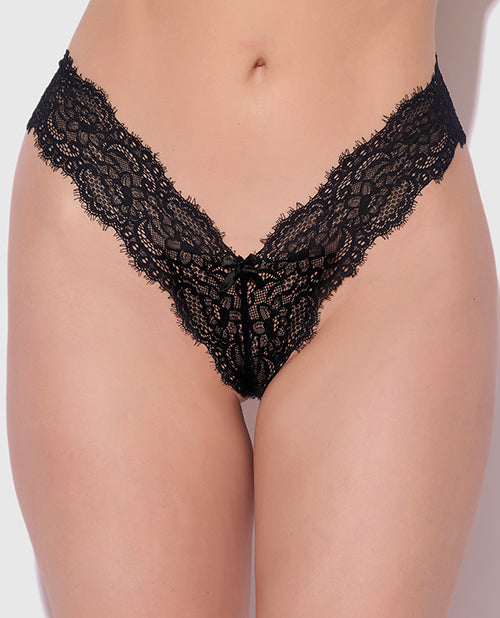 Lana Sheer Lace V-Thong - Black 1X/2X