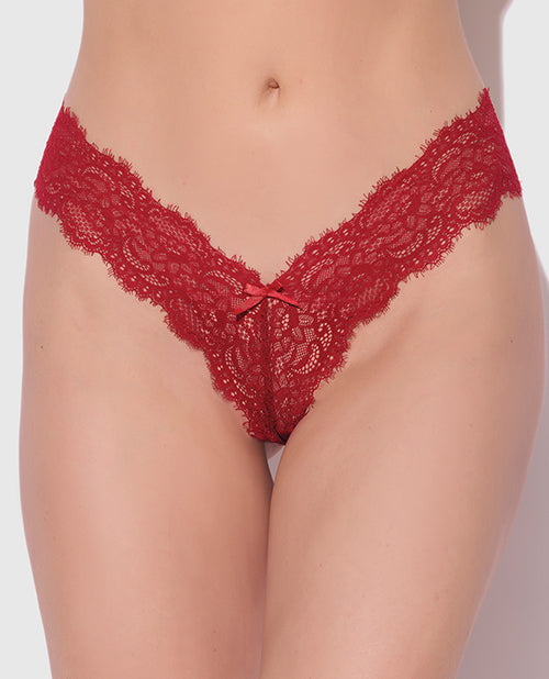 Lana Sheer Lace V-Thong - Red 3X/4X