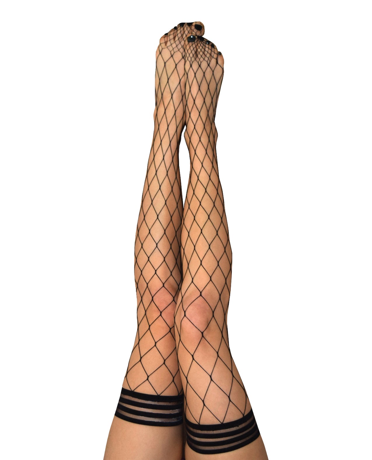 Kix'ies Michelle Large Fishnet Thigh High Black D