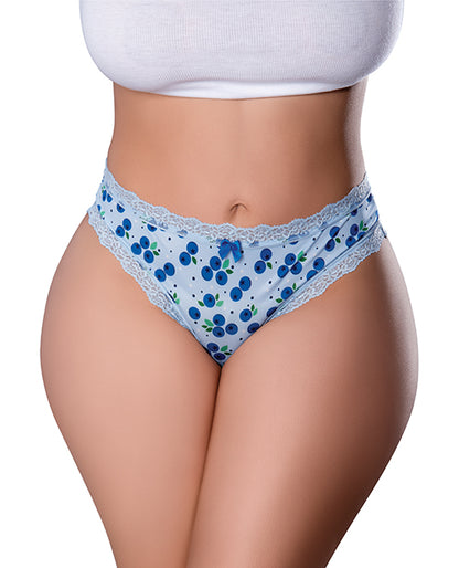 Sweet Treats Crotchless Thong w/Wicked Sensual Care Blueberry Lube - Blue S/M
