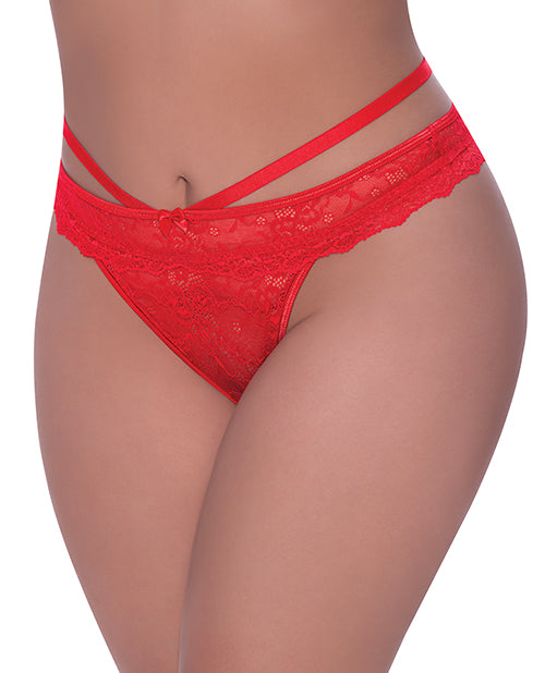 Ooh La Lace Peek-a-Boo Cheeky Panty Red S/M