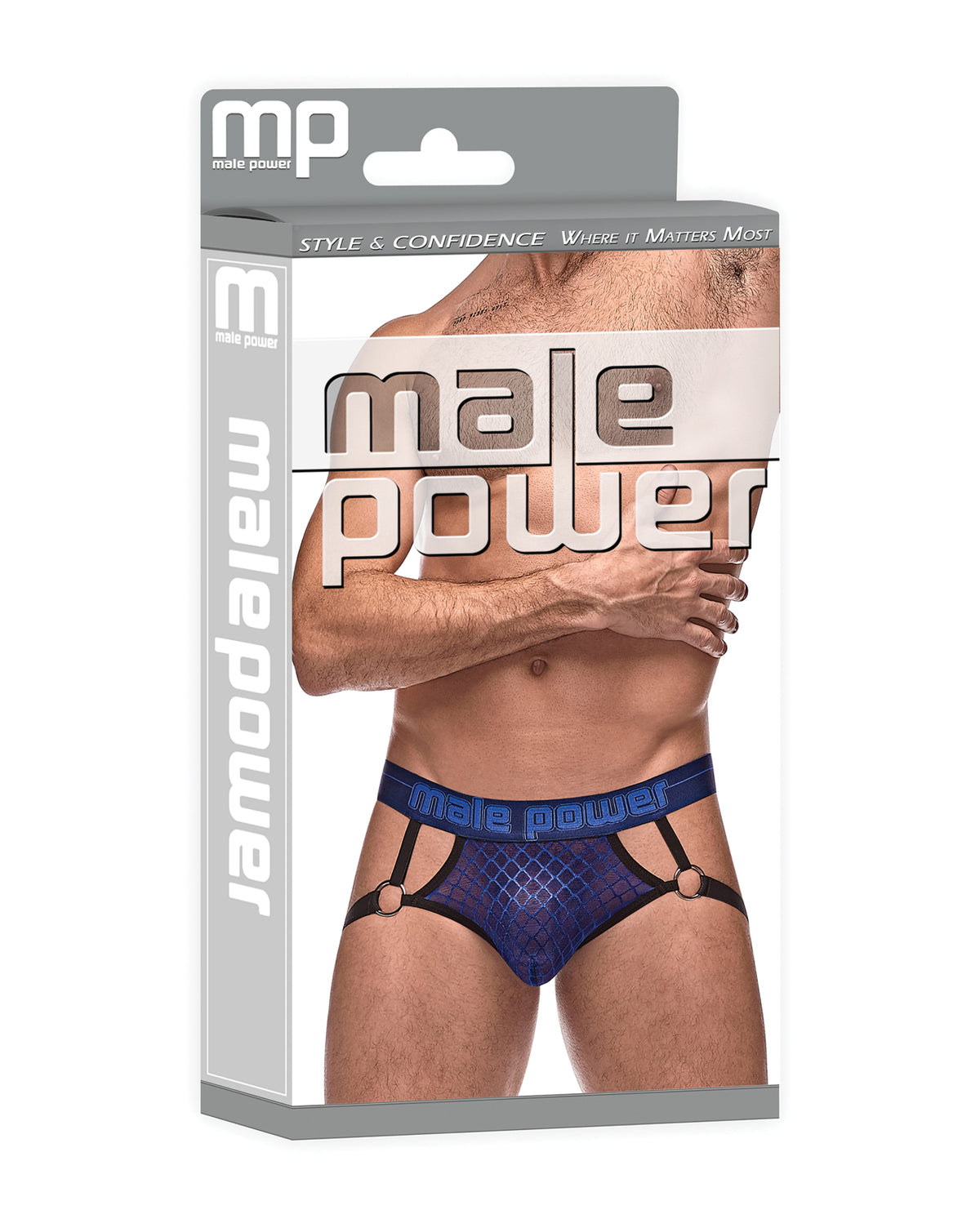 Diamond Mesh Jock Ring Blue S/M