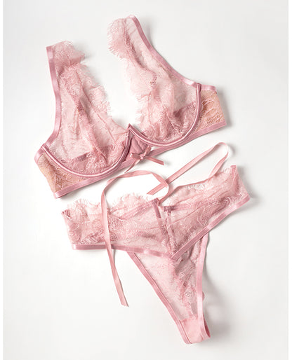Beatriz Lace 2 pc Set w/Open Back - Pink LG