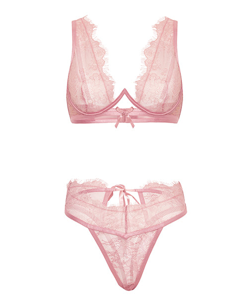 Beatriz Lace 2 pc Set w/Open Back - Pink LG