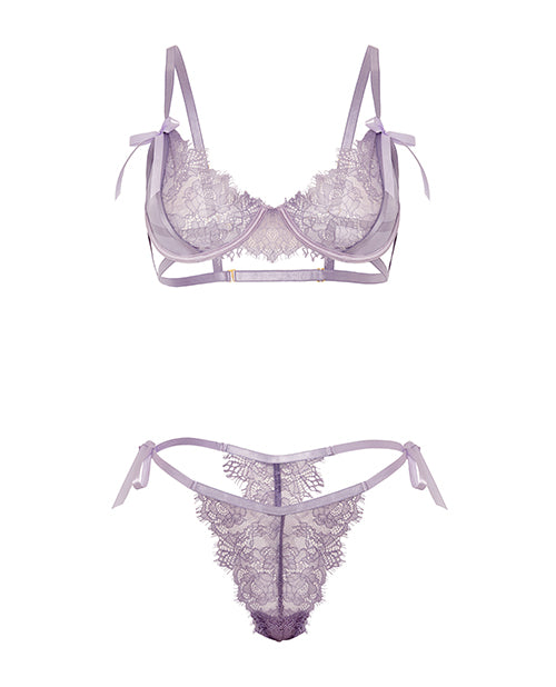 Dahlyia Lace 2 pc Set w/Decorative Ties - Purple L/XL