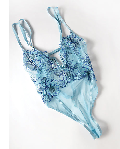 Emilia Floral Embroidered Teddy - Blue MD