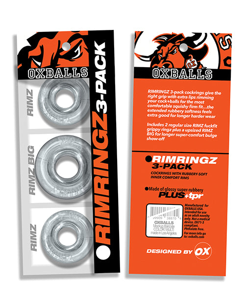 Oxballs Rimringz Multi Size 3 Pack of Cock Rings - Clear