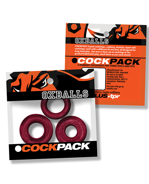 Oxballs Cockpack Multi Design 3 Pack Cockrings - Black Mica