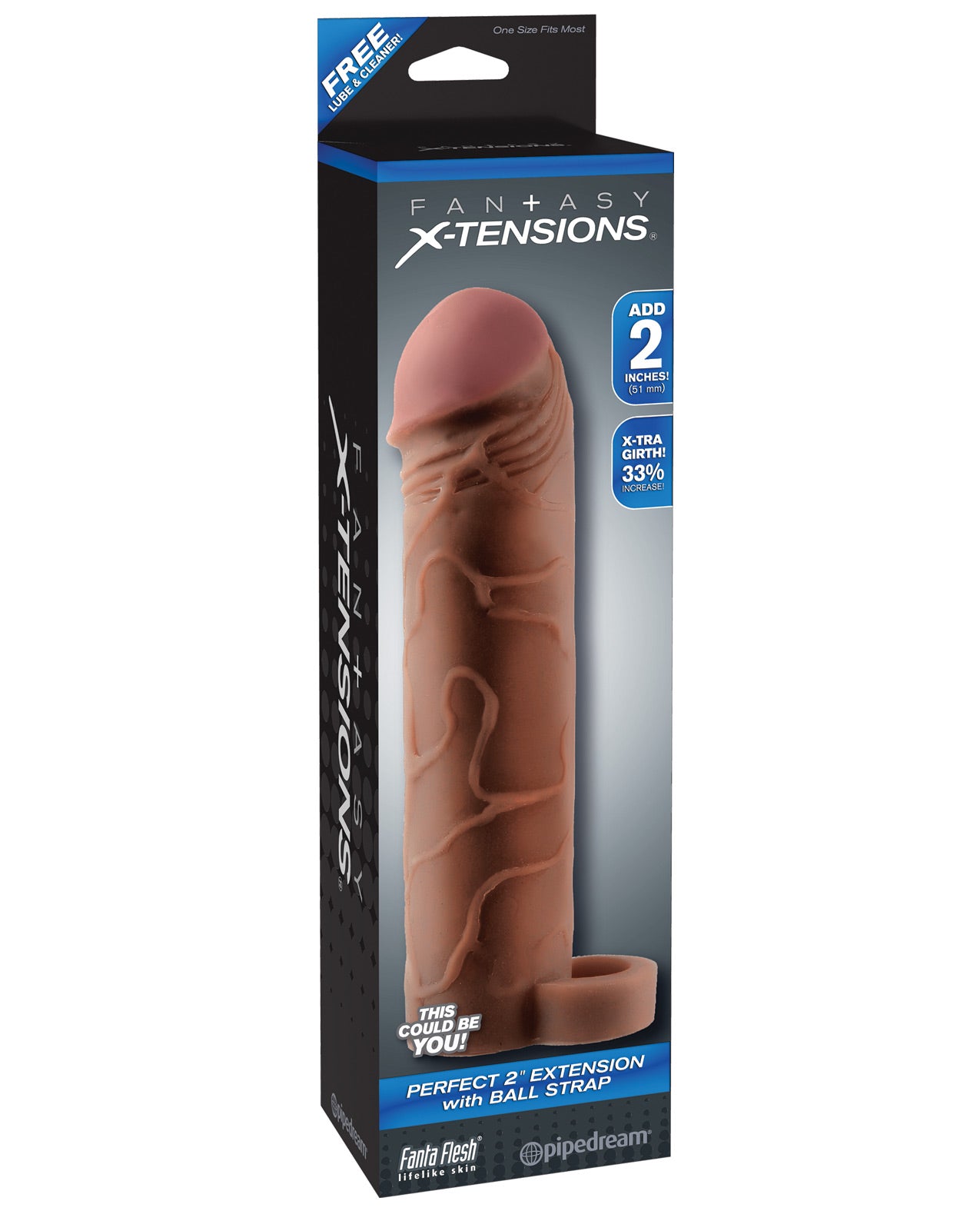 Fantasy X-tensions Perfect 2" Extension w/Ball Strap - Flesh