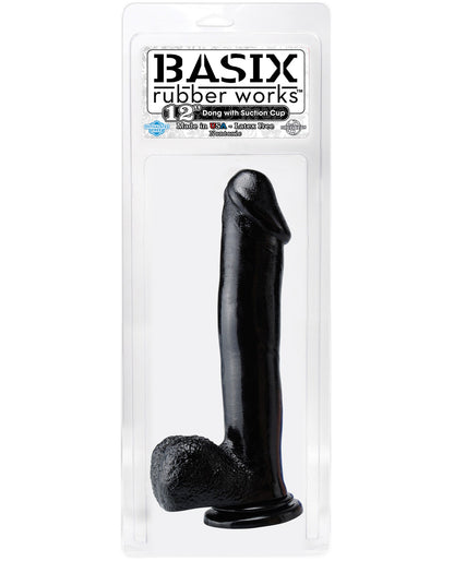Basix Rubber Works 12" Dong w/Suction Cup - Clear