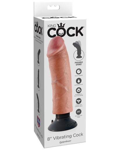 King Cock 8" Vibrating Cock - Brown