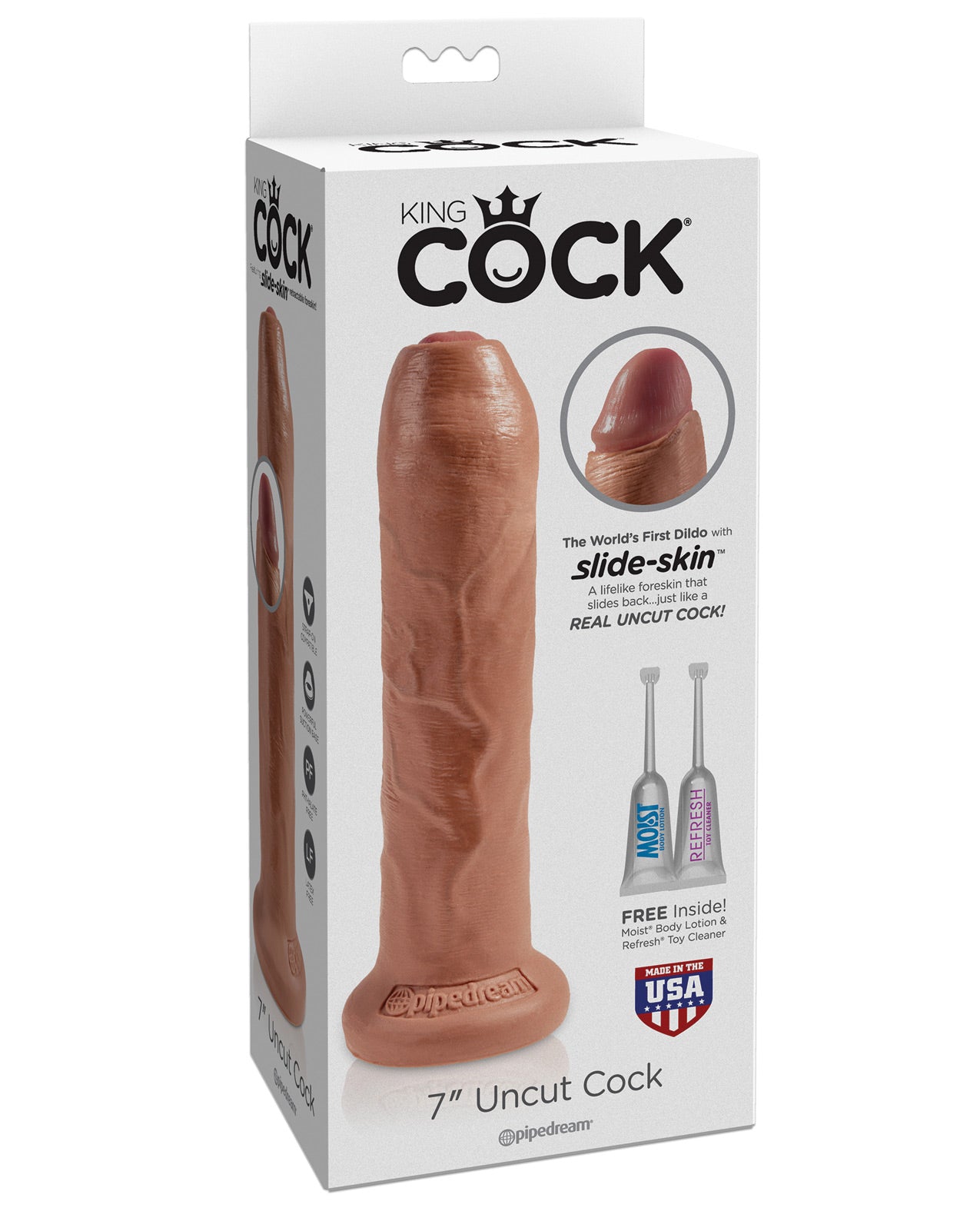 King Cock 7" Uncut Dildo - Flesh