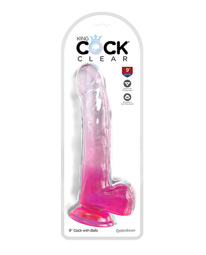 King Cock Clear 9" Cock w/Balls - Purple