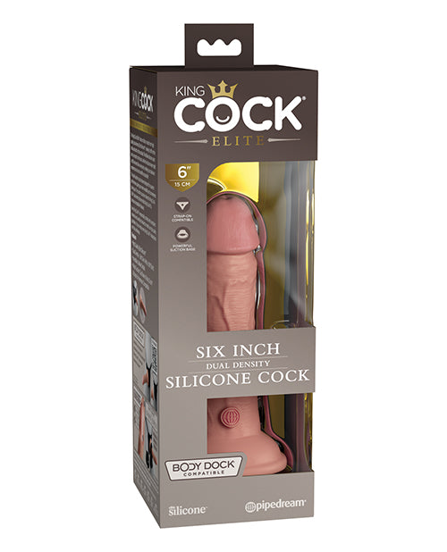 King Cock Elite 6" Dual Density Silicone Cock - Tan