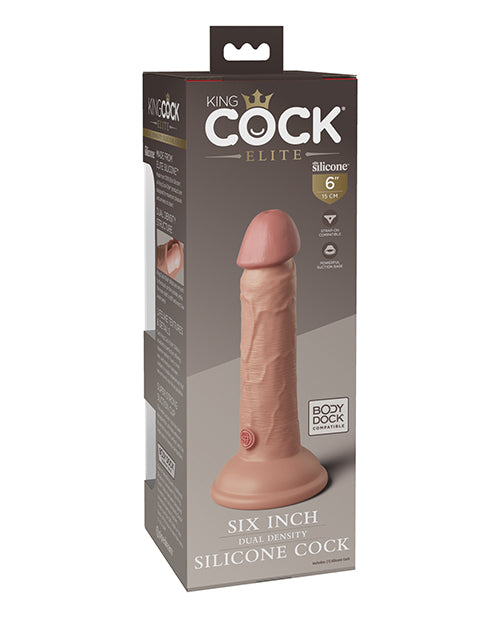 King Cock Elite 6" Dual Density Silicone Cock - Tan
