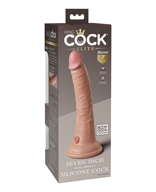 King Cock Elite 7" Dual Density Silicone Cock - Brown